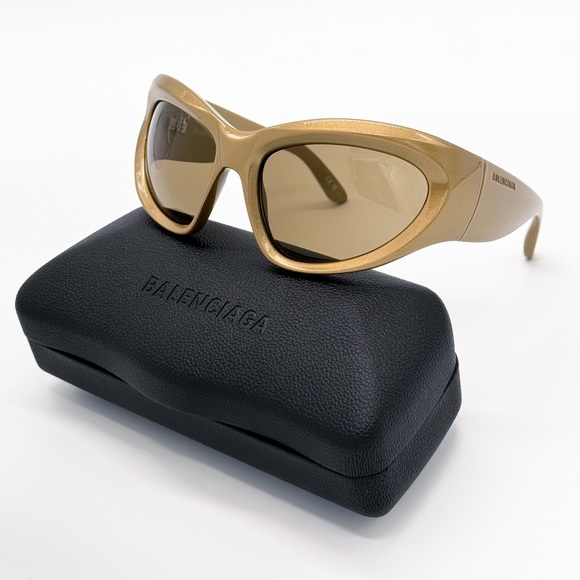 NEW BALENCIAGA BB0228S 004 GOLD OVERSIZED SUNGLASSES BALENCIAGA - Picture 2 of 12